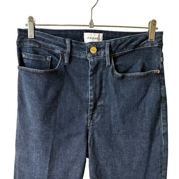 FRAME Denim New Le One Flare Keller High Rise Jeans Dark Wash Womens 2 Boho Y2k - Picture 4 of 11